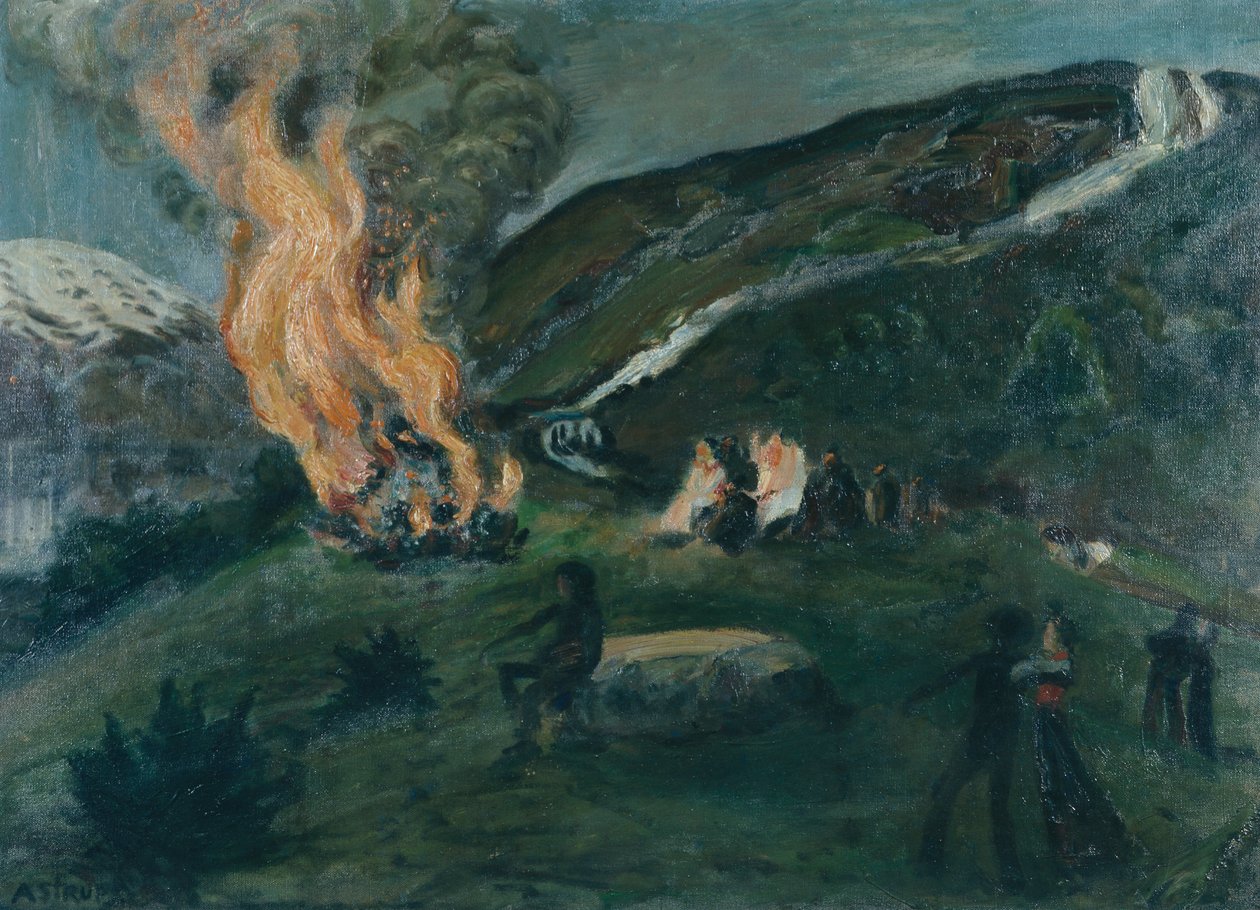 Midsommerbål af Nikolai Astrup