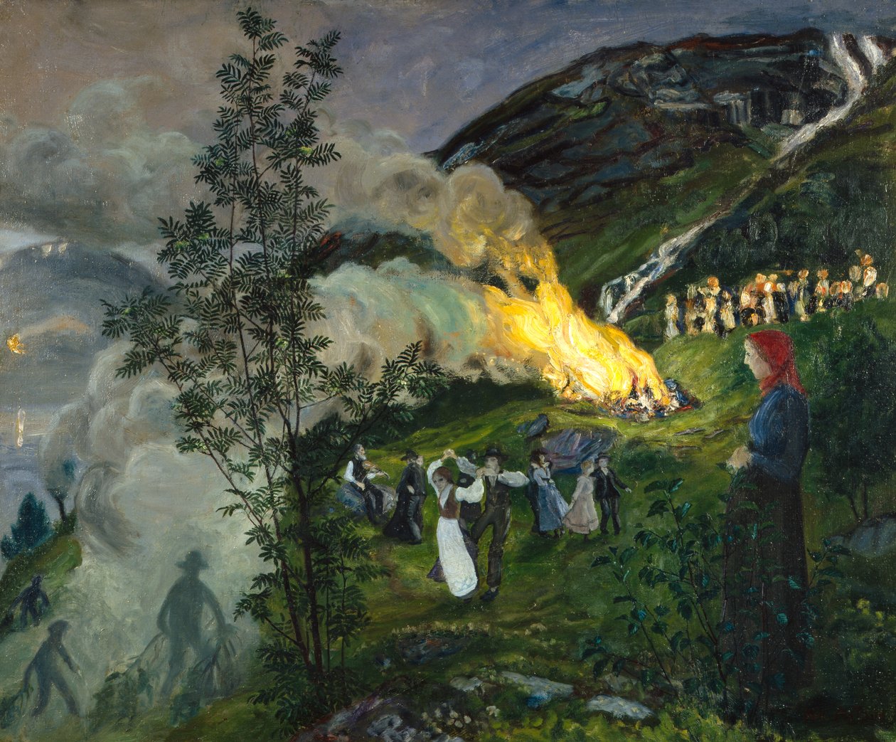 Midsommerbål af Nikolai Astrup