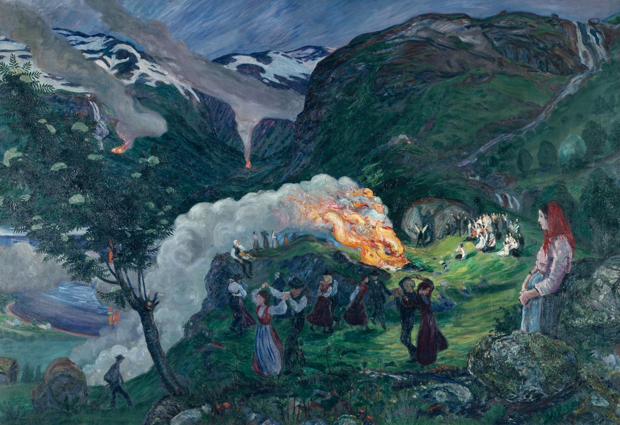 Skærsommernat, sankthansbål af Nikolai Astrup