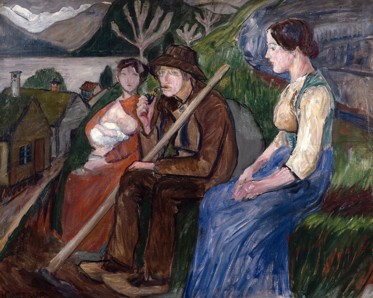 Selvportræt derhjemme (i gården) af Nikolai Astrup