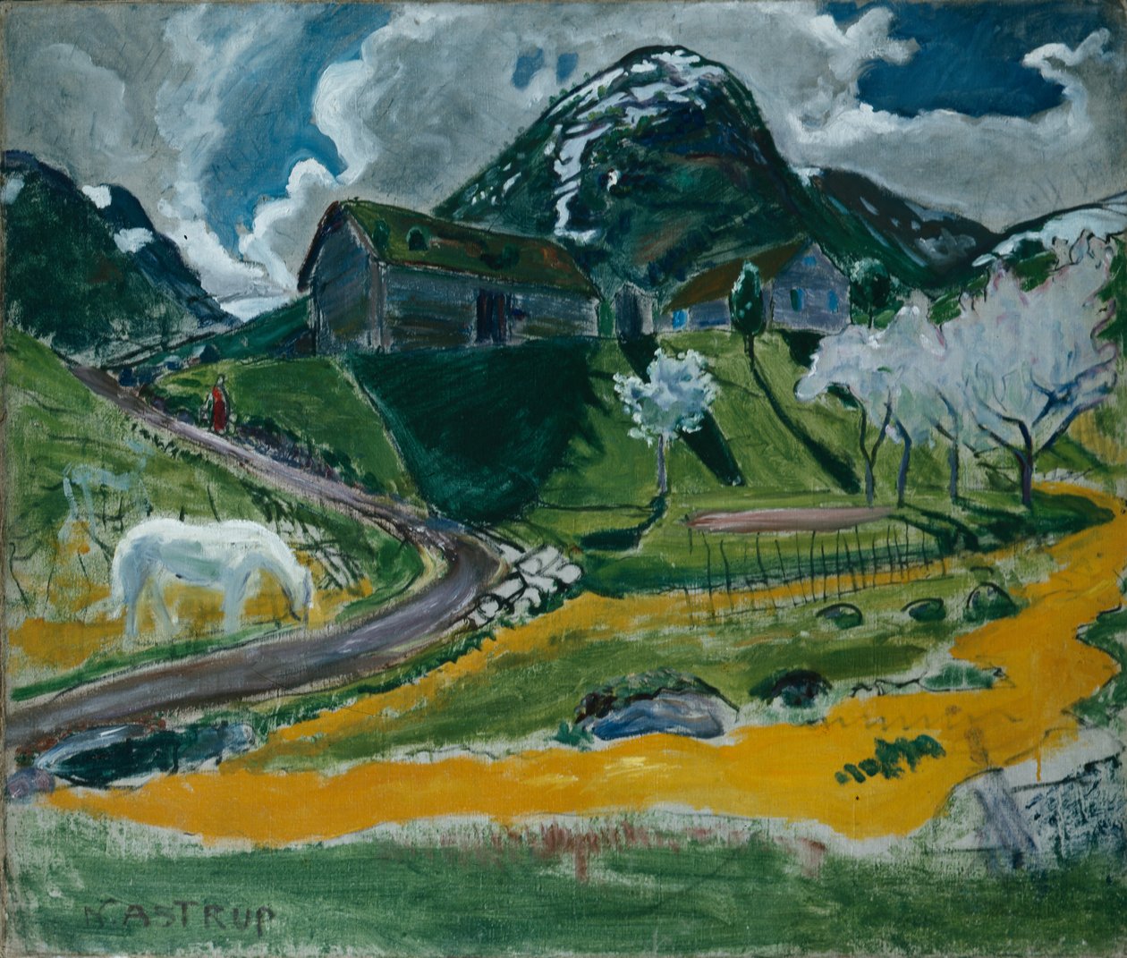 Forår med hvid hest af Nikolai Astrup