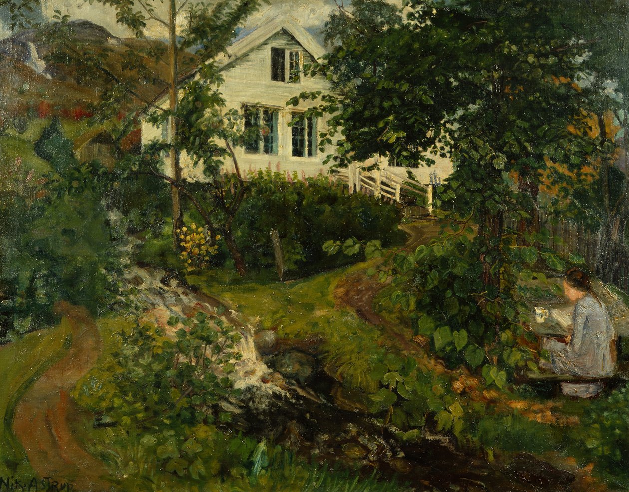 Den gamle præstegård, før 1908 (olie på lærred) af Nikolai Astrup