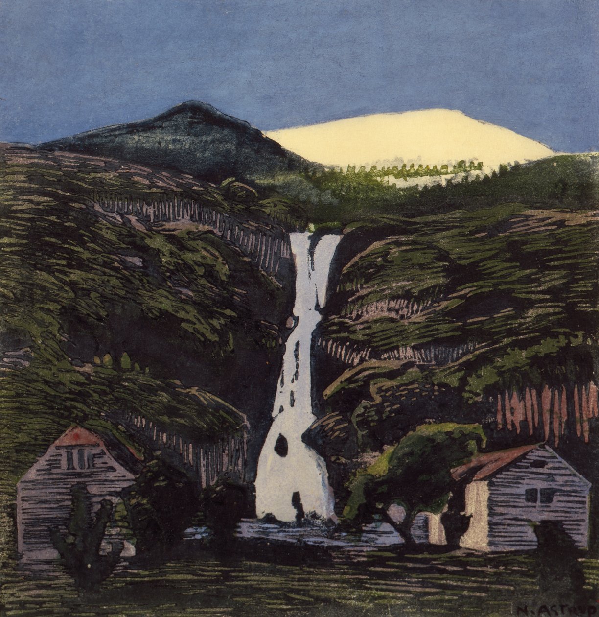 Vandfald og gletsjer af Nikolai Astrup
