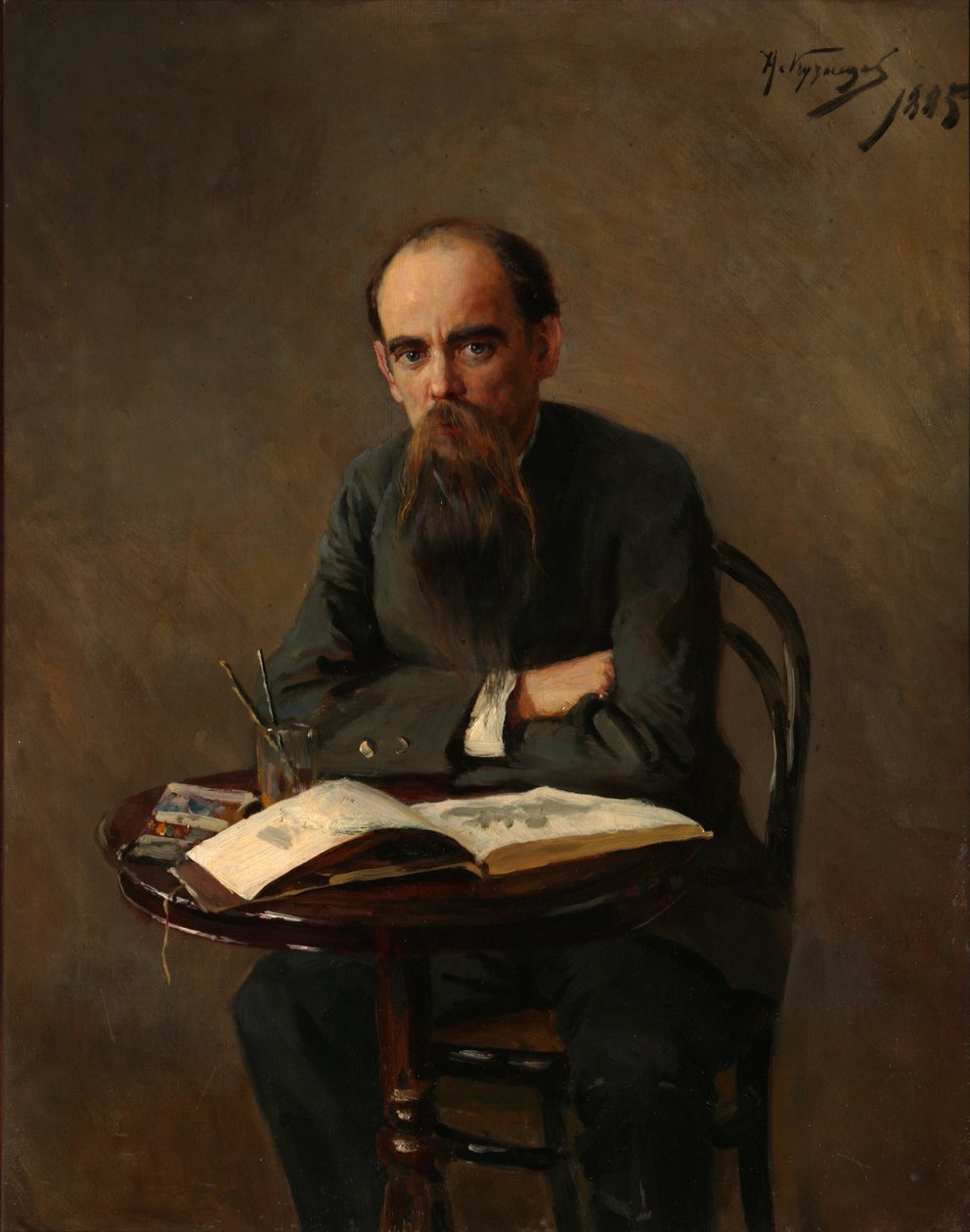 Portræt af maleren Yefim Yefimovich Volkov 1844-1920, 1885 af Nikolai Dmitrievich Kuznetsov