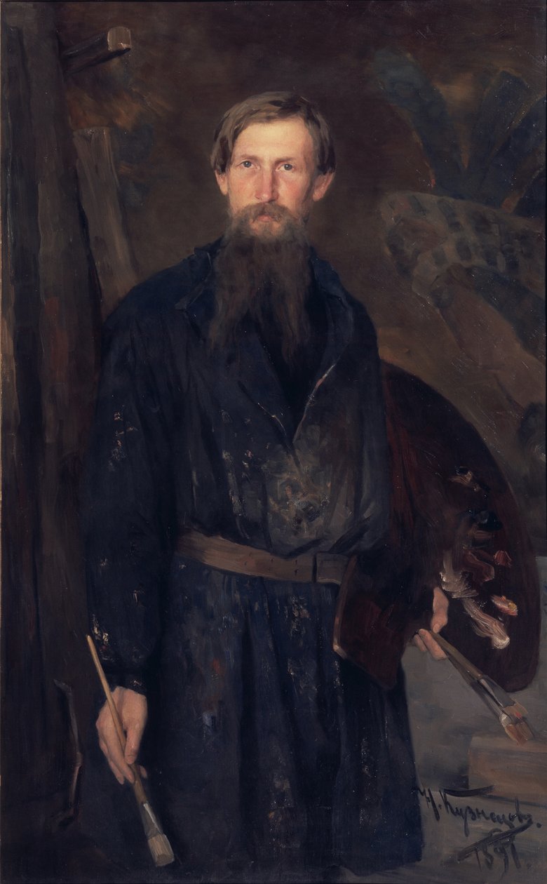 Portræt af kunstneren Viktor Vasnetsov 1848-1926, 1891 af Nikolai Dmitrievich Kuznetsov