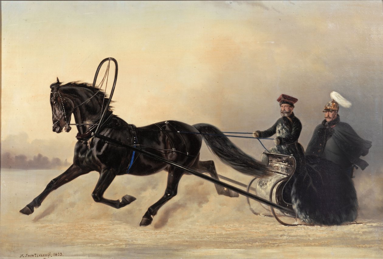 Kejser Nicholas I på en vinterudflugt, 1853 af Nikolai Egorevich Sverchkov