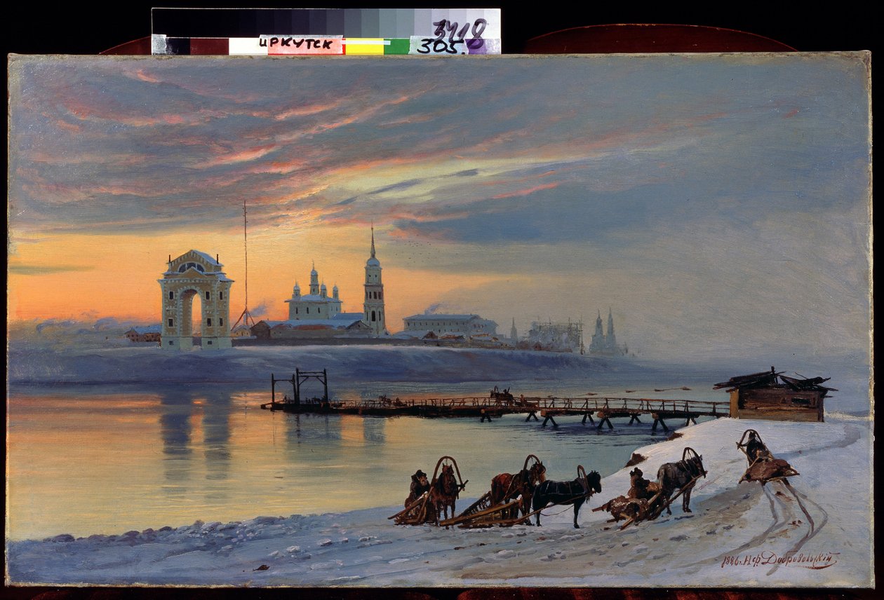 "Udsigt over Angara-floden i Irkutsk i Sibirien" Maleri af Nikolai Florianovich Dobrovolsky (1837-1900) 1886 Statens Kunstmuseum, Irkutsk af Nikolai Florianovich Dobrovolsky
