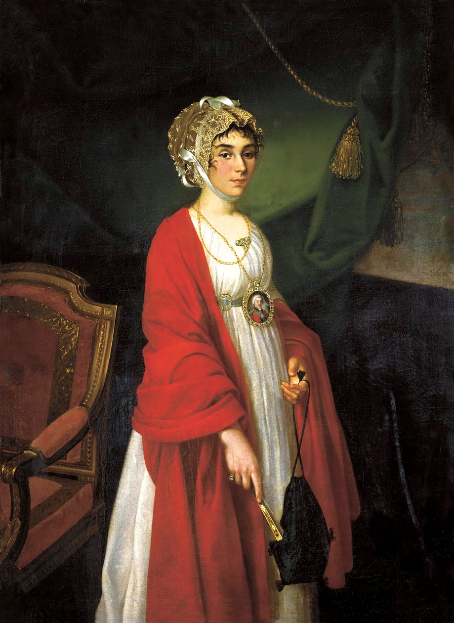 Portræt af astressen og sangerinden, Contesse Praskovya Sheremeteva, Zhemchugova 1768-1803, 18 af Nikolai Ivanovich Argunov