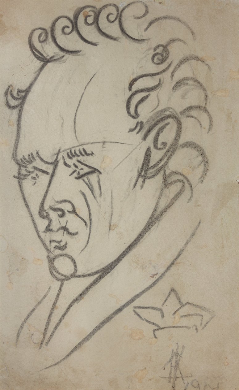 Portræt af digteren Vasili Kamensky 1884-1961, 1913. af Nikolai Ivanovich Kulbin