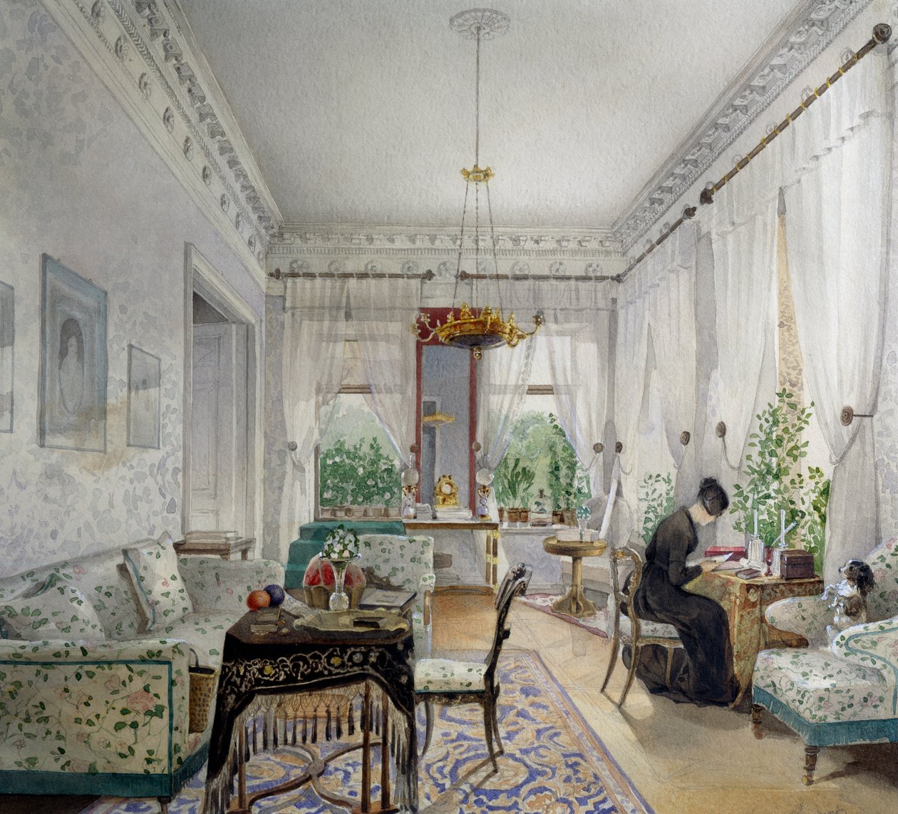 Interiør af Lopuchin hus af Nikolai Ivanovich Tichobrazov
