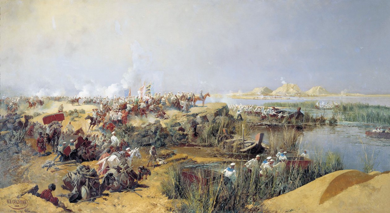 Russiske tropper krydser Amu Darya-floden, 1873 1889. af Nikolai Karasin