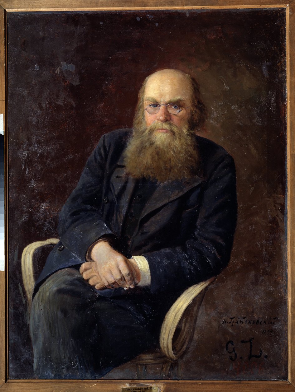 Portræt af forfatteren Nikolay N. Zlatovratsky (1845-1911) (Portræt af forfatteren N.N. Zlatovratsky). Maleri af Nikolai Karlovich Grandkovsky (1864-1907), olie på lærred af Nikolai Karlovich Grandkovsky
