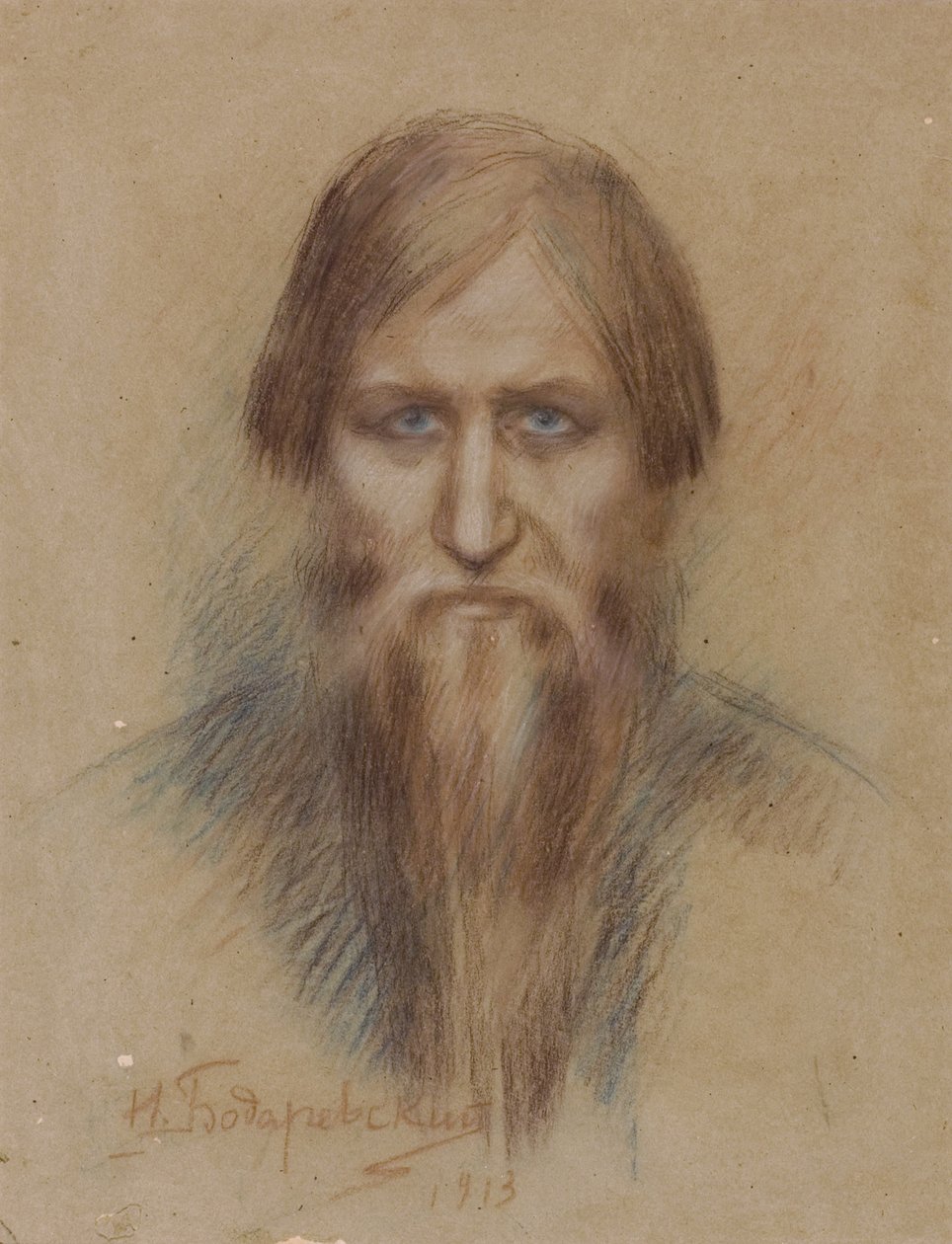 Portræt af den russiske mystiker Grigory Rasputin 1869-1916, 1913 af Nikolai Kornilovich Bodarevsky