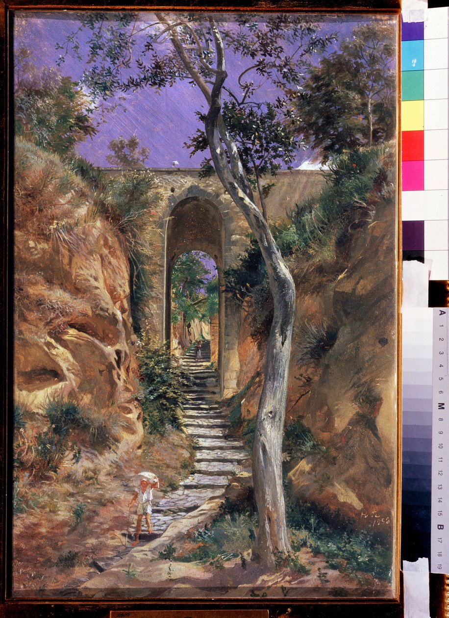 "" Le pont de Vico (Corse?) "" Peinture de Nikolai Ge (Gay) (1831-1894) 1858 Dim. 45,5x30 cm Statens Tretyakov-galleri, Moskva af Nikolai Nikolajevitch Gay