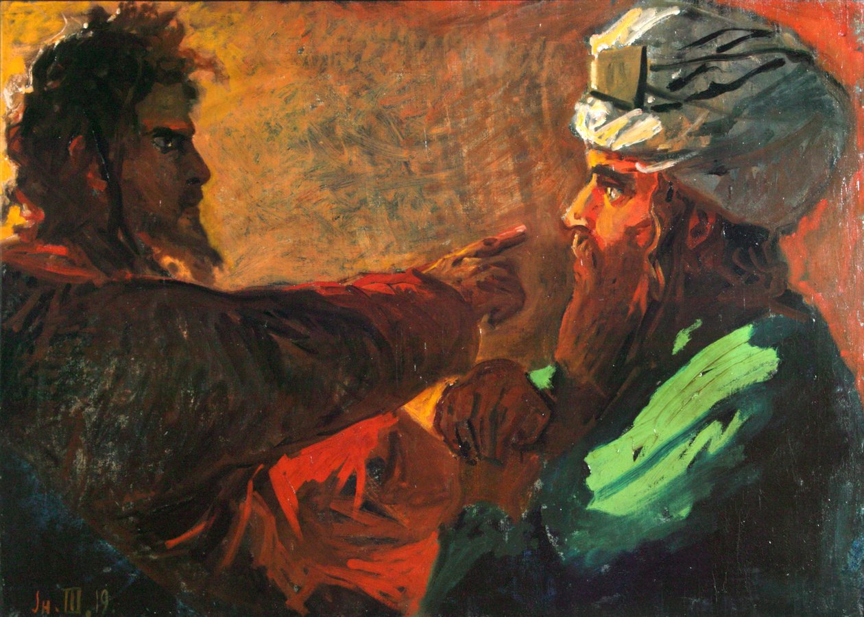 Kristus og Nikodemus-studiet, 1889 af Nikolai Nikolayevich Ge