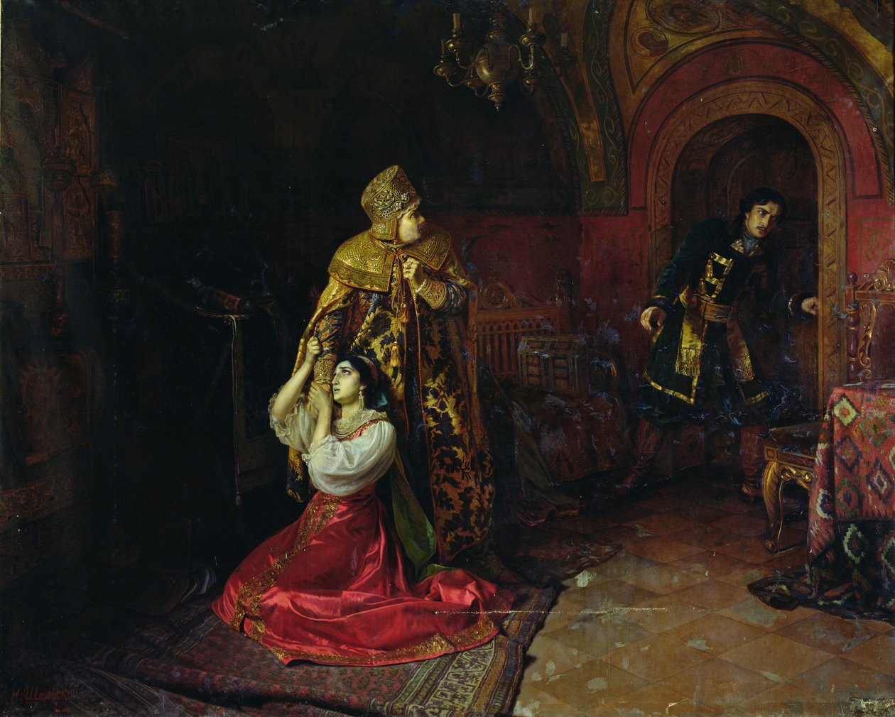 De sidste minutter af Godunovs familie (olie på lærred) af Nikolai Pavlovich Shakhovskoi