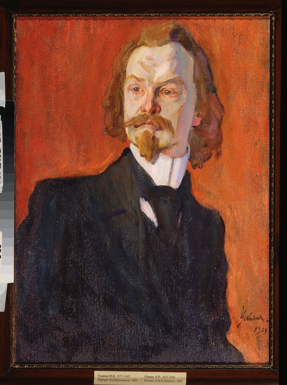 Portræt af digteren Konstantin Balmont (1867-1942) (Portræt af digteren Konstantin Balmont) - Maleri af Nikolai Pavlovich Ulyanov (Ulyanov) (1875-1949), olie på lærred af Nikolai Pavlovich Ulyanov