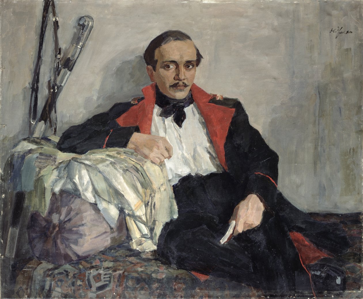 Portræt af Michail Lermontov (1814-1841) 1941 (olie på lærred) af Nikolai Pavlovich Ulyanov