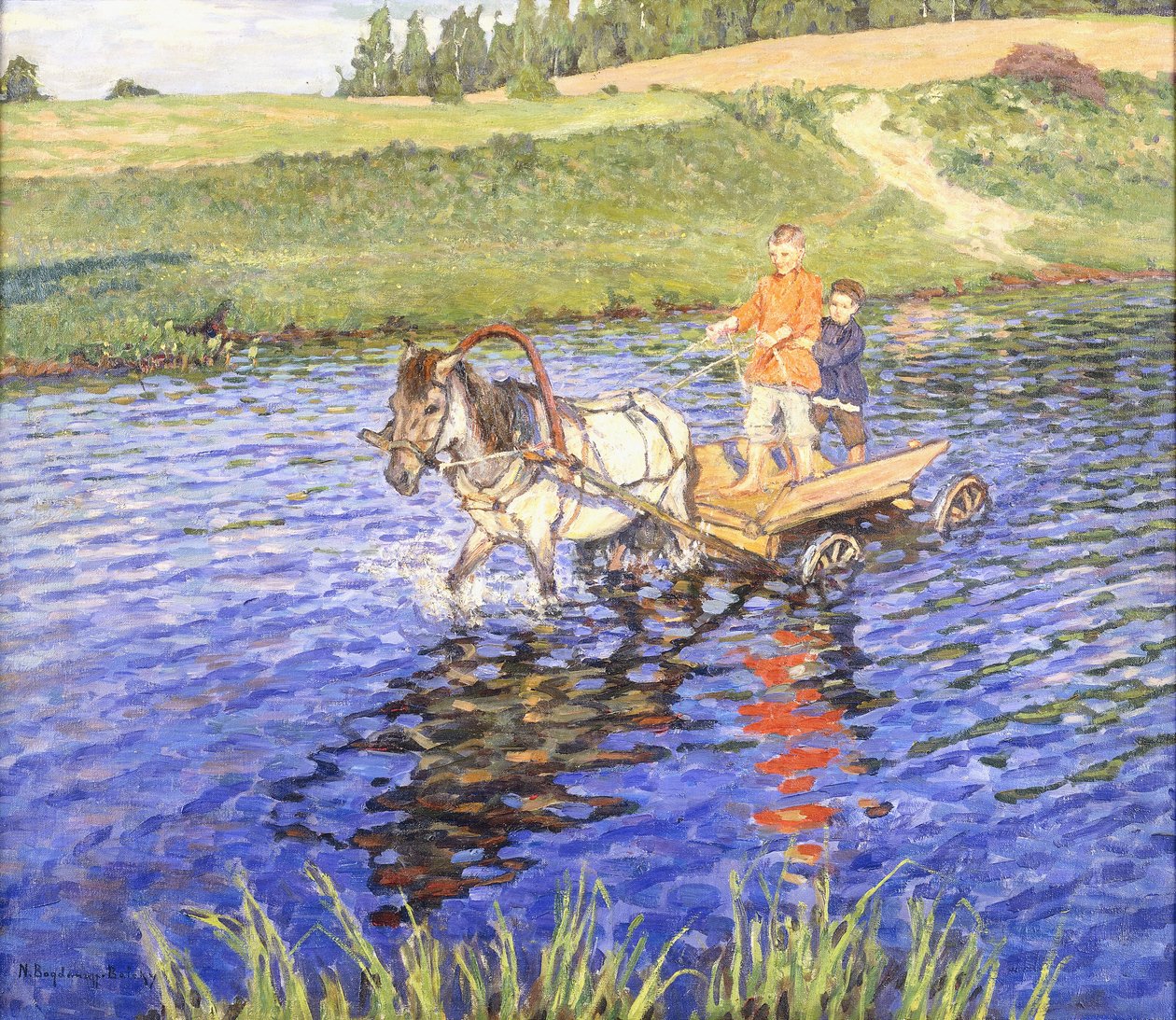 Krydser floden af Nikolai Petrovich Bogdanov Belsky