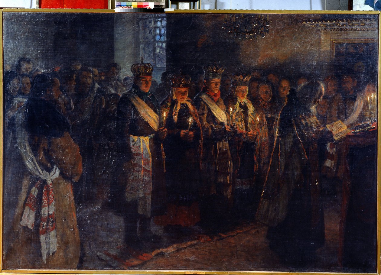 Brylluppet med en ortodoks præst af Nikolai Petrovich Bogdanov Belsky