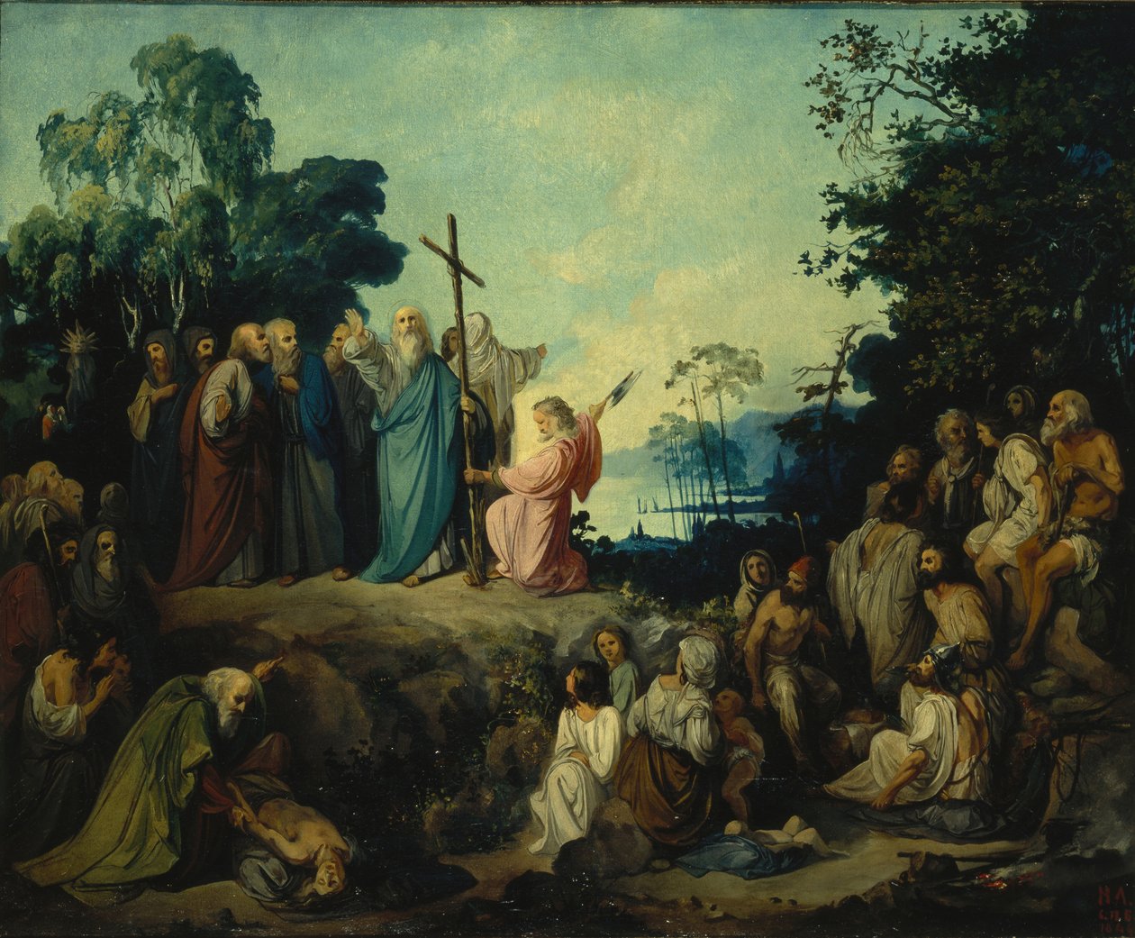 Sankt Andreas apostlen rejser et kors på Kievs højder, 1848 af Nikolai Petrovich Lomtev