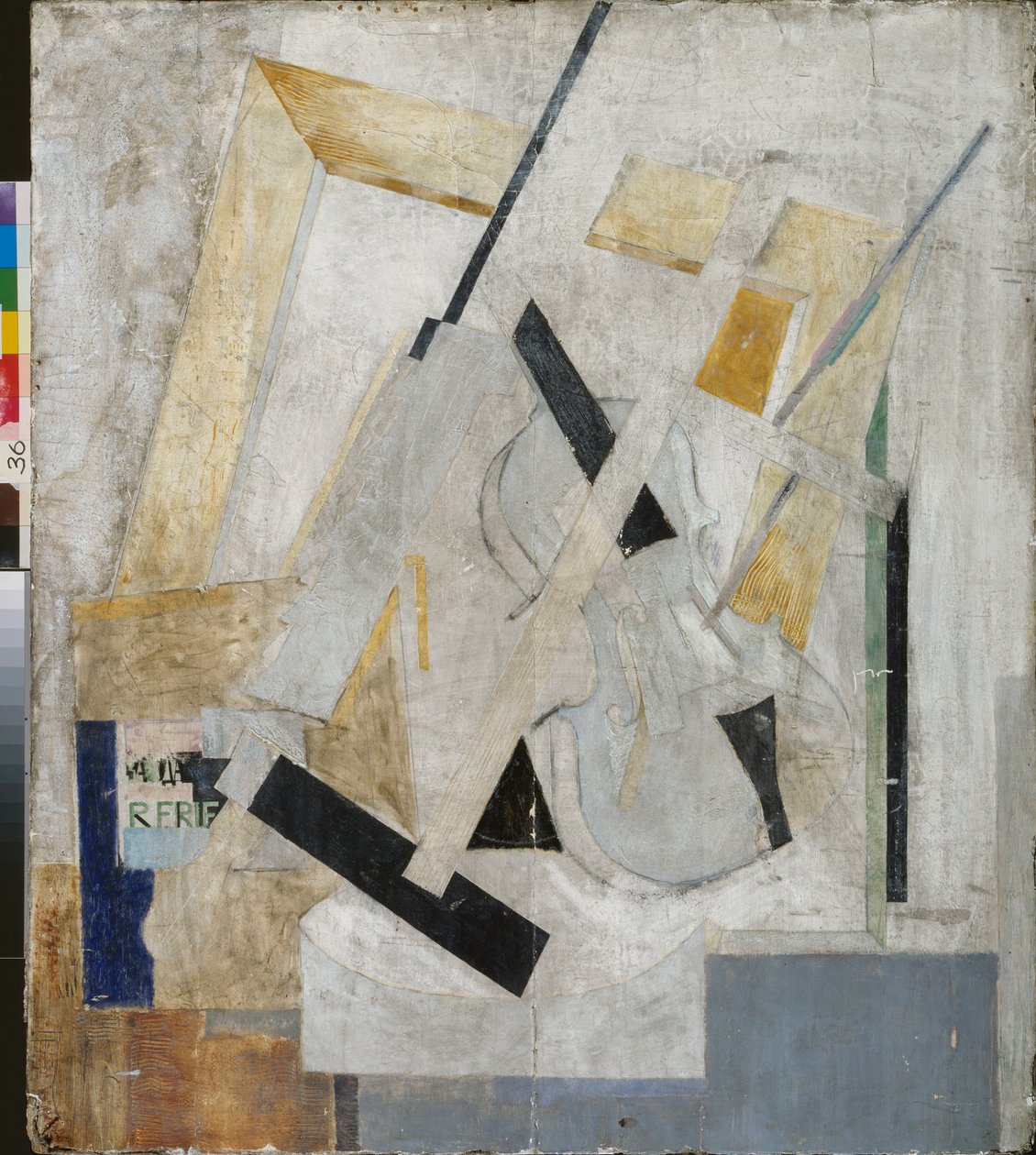 Stilleben med violin - Still Life with a Violin, ca. 1910 (olie på lærred) af Nikolai Petrovich Prusakov