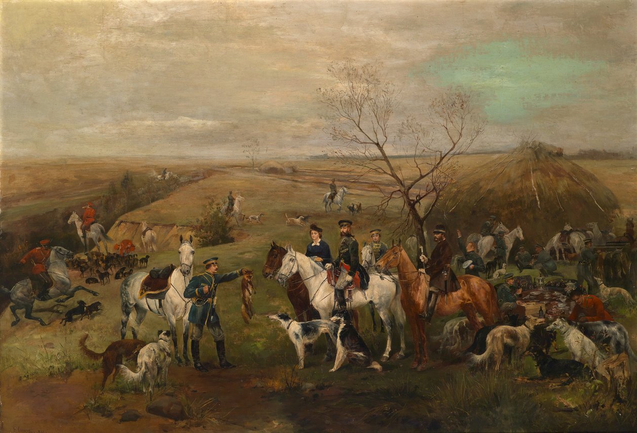 Jagtfest med kejser Alexander III og kejserinde Maria Feodorovna, 1880