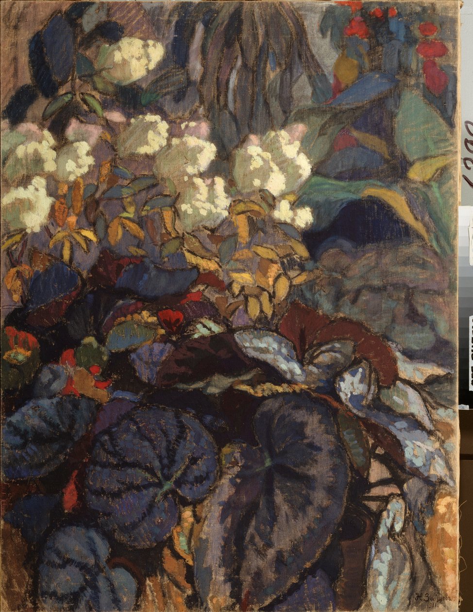 Flowers (Flowers) - Maleri af Nikolai Semyonovich Zaytsev (1885-1938), olie på lærred af Nikolai Semyonovich Zaytsev