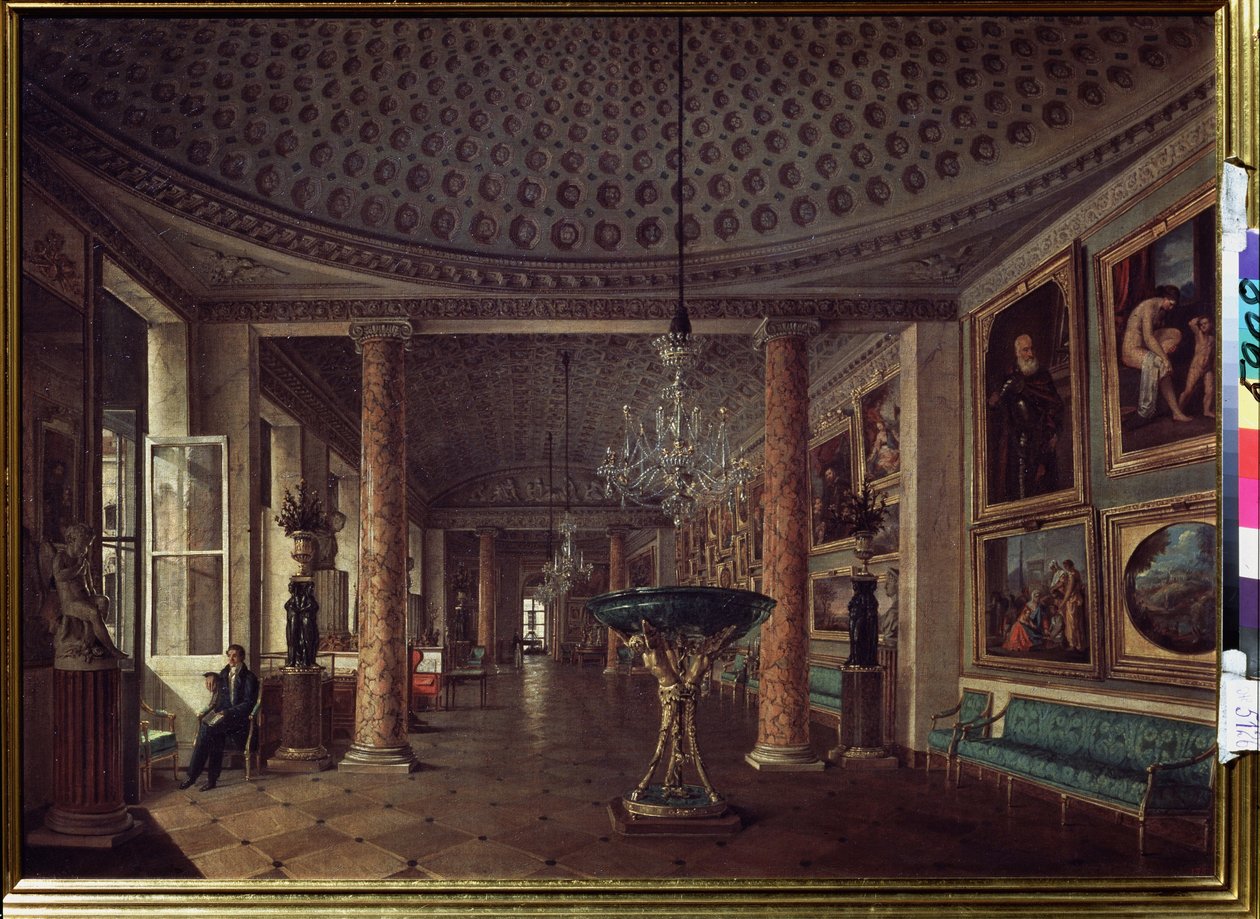 La Galerie de Peinture du Palais Strogonov A Sankt Petersborg (billedgalleriet i Stroganov Palace i Skt. Petersborg). Maleri af Nikolai Stepanovich Nikitin (1811-1881), olie på lærred af Nikolai Stepanovich Nikitin