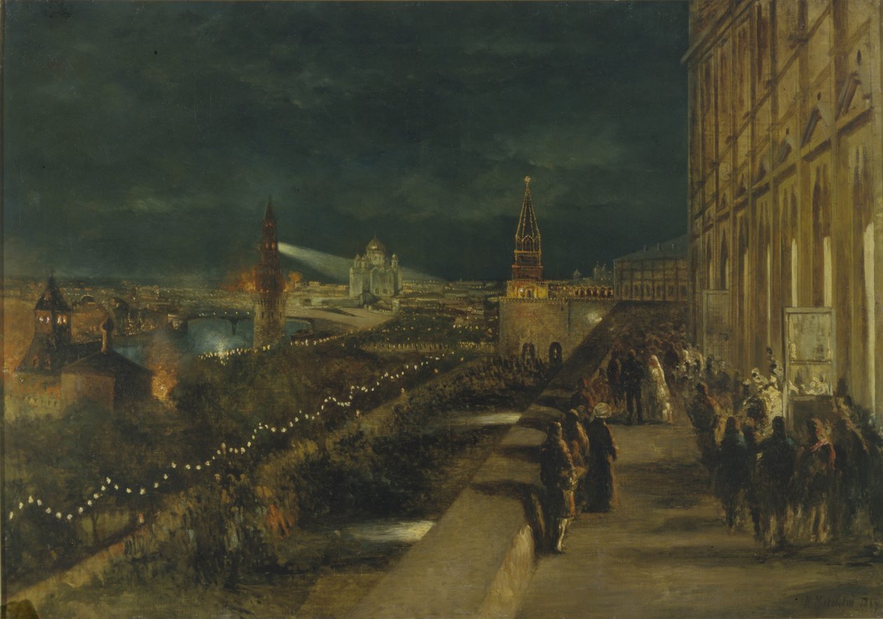 Belysning af Moskva i anledning af kroningen af kejser Alexander III den 15. maj 1883, 1883 af Nikolai Yegorovich Makovsky
