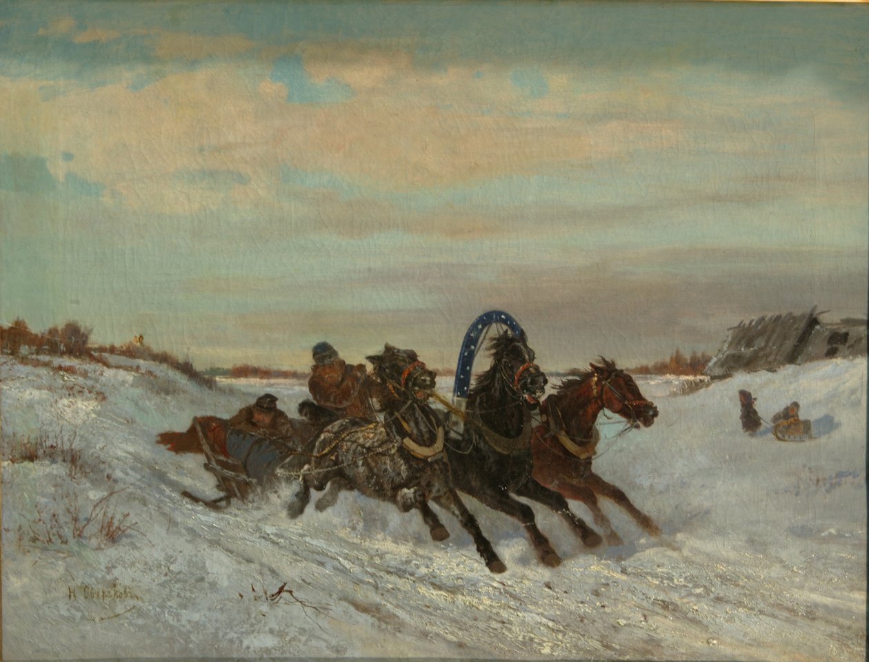 Trojka på en vintervej, slutningen af 1860