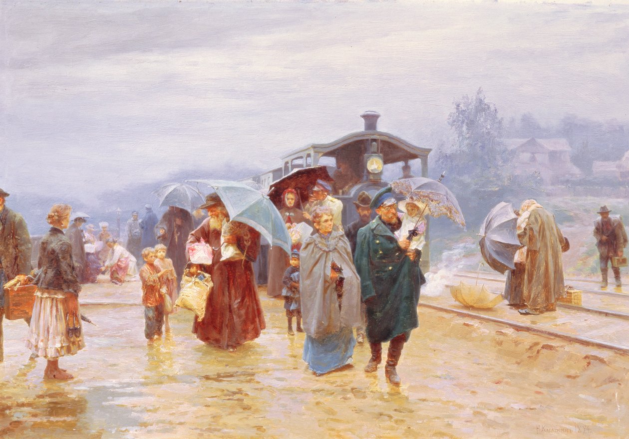 Toget er ankommet, 1894 af Nikolaj Alekseevich Kasatkin