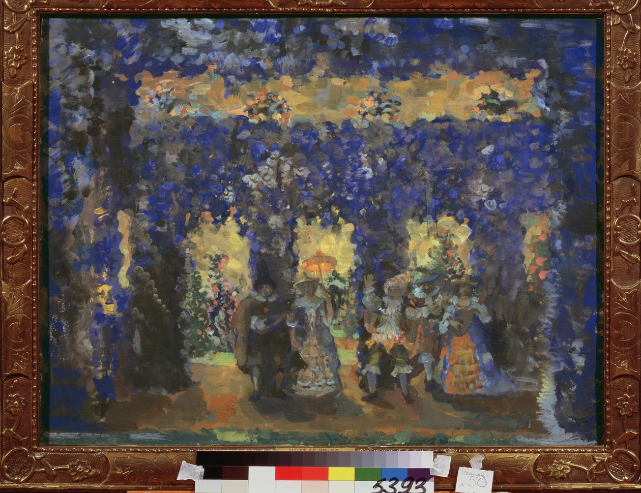 Pavillon i slottets haver. Værk af Nikolai Nikolaievitch Sapunov (Sapunov) (1880-1912), tempera på pap af Nikolaj Nikolaevic Sapunov