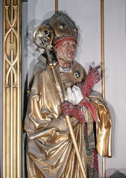 St. Augustine, fra Isenheim-altertavlen, ca. 1490 (forgyldt træ) af Nikolaus Hagenauer