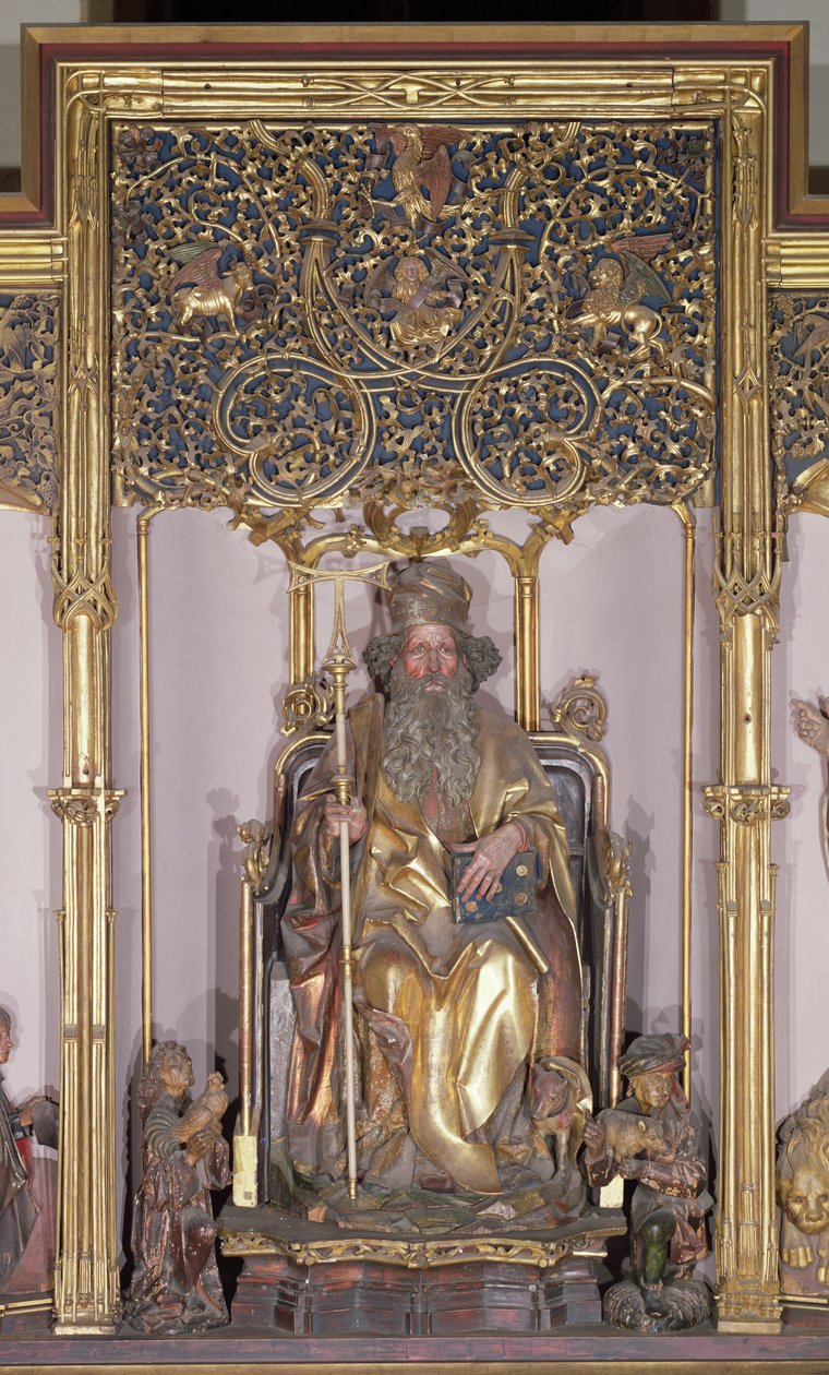 Isenheim altertavle, Sankt Antonius Eremitten, ca. 1490 (guldmaling på træ) af Nikolaus Hagenauer