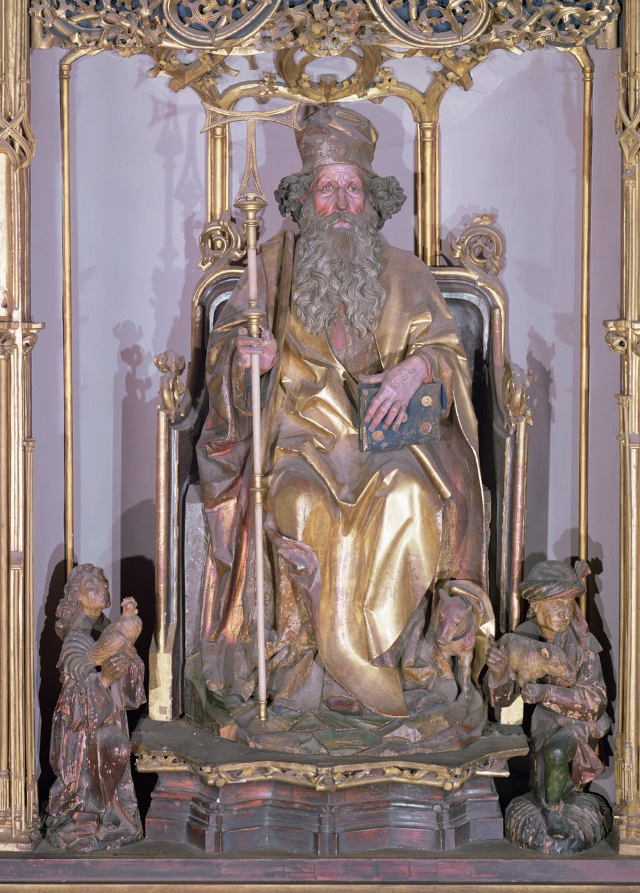 Isenheim altertavle, Sankt Antonius eremitten detalje af Sankt Antonius, ca.1490 guldmaling på træ af Nikolaus Hagenauer