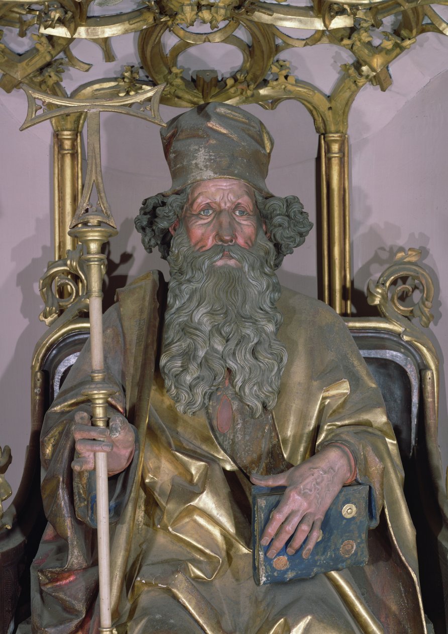 Isenheim altertavle, Sankt Antonius eremitten detalje af Sankt Antonius, ca.1490 guldmaling på træ af Nikolaus Hagenauer