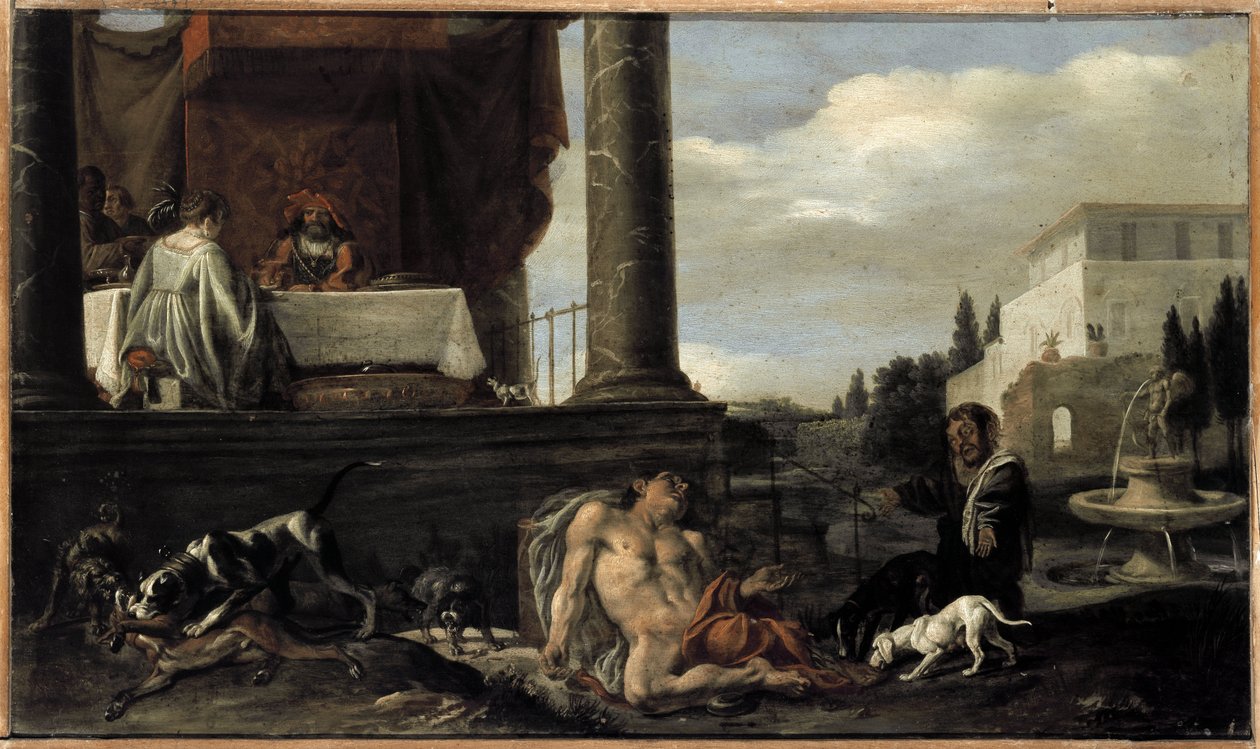 Lignelsen om Lazarus og den rige mand (olie på træ af Nikolaus Knüpfer