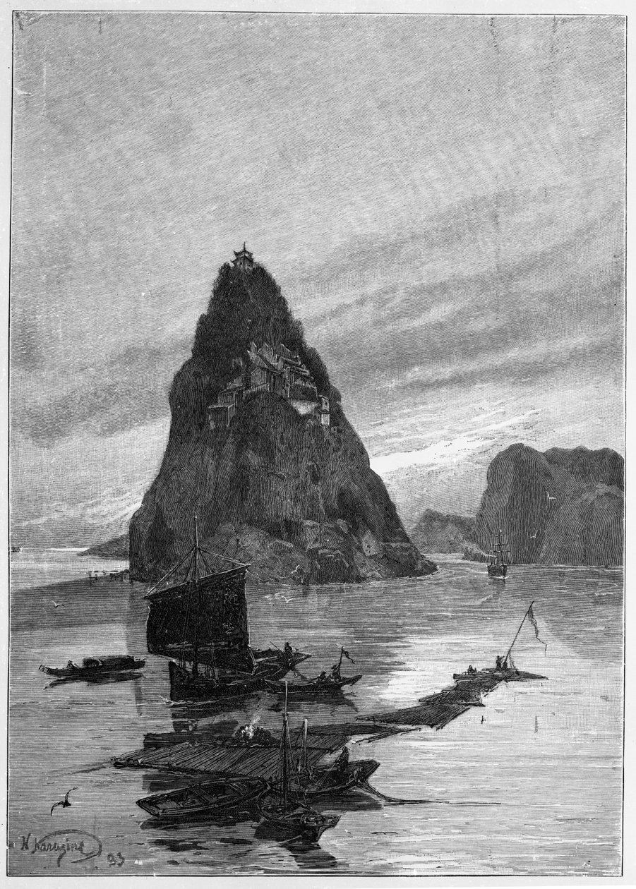 Rock of the Little Orphan ved Yangtze-floden, 1893 af Nikolai Nikolaevich Karazin