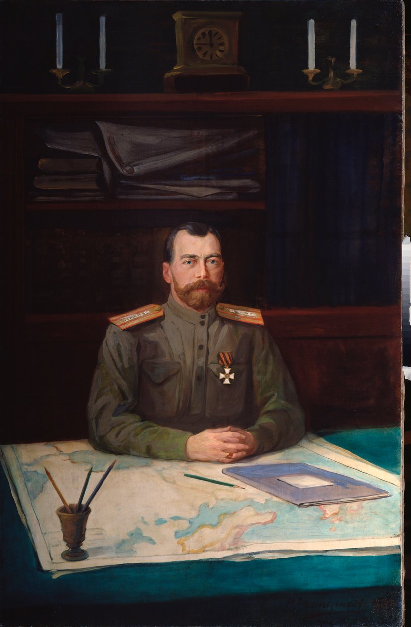 Portræt af kejser Nicholas II (1868-1918). Maleri af Nikolai Shesterikov, olie på lærred af Nikolay Shesterikov
