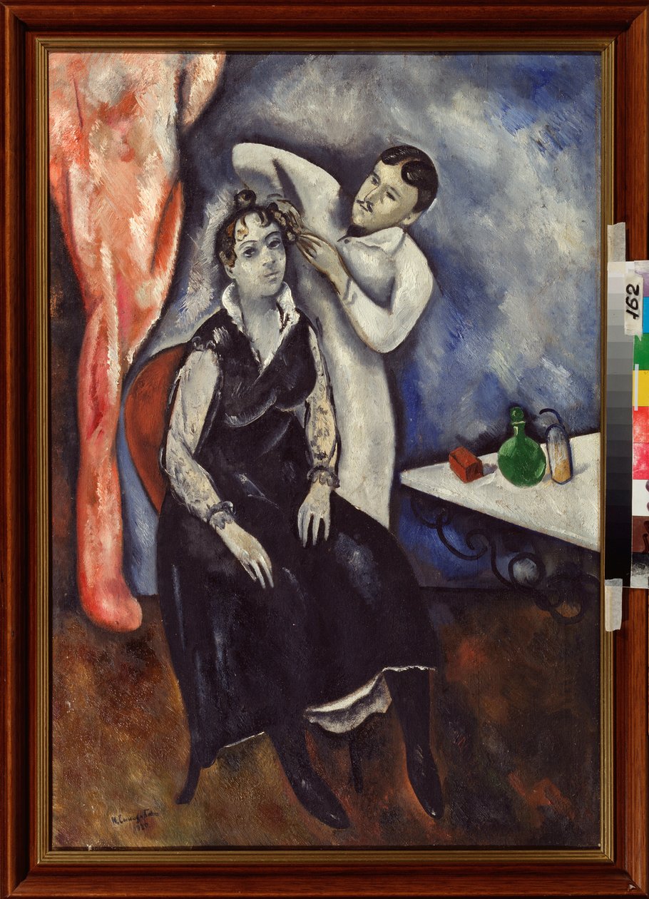Frisøren (frisøren) - Maleri af Nikolai Vladimirovich Sinezubov (Nicolas Sinezouboff) (1891-1956), olie på lærred af Nikolay Vladimirovic Sinezubov