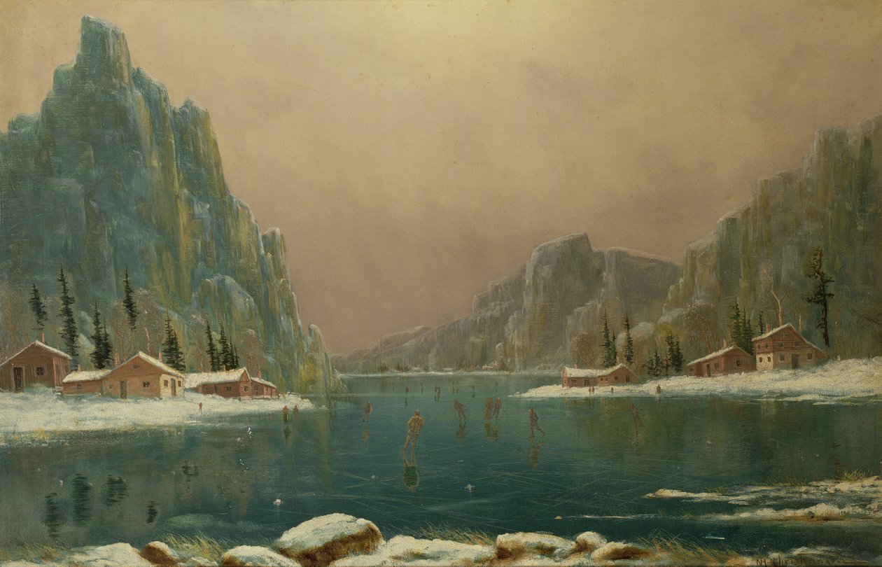 Kunstskøjteløb på en sø af Nils Hans Christiansen