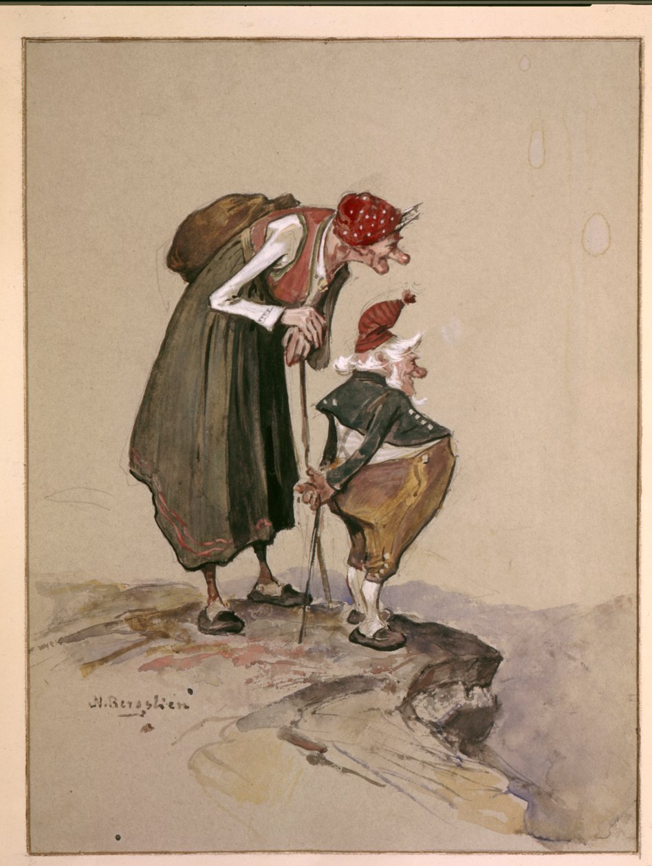 Vis (akvarel på papir) af Nils Bergslien