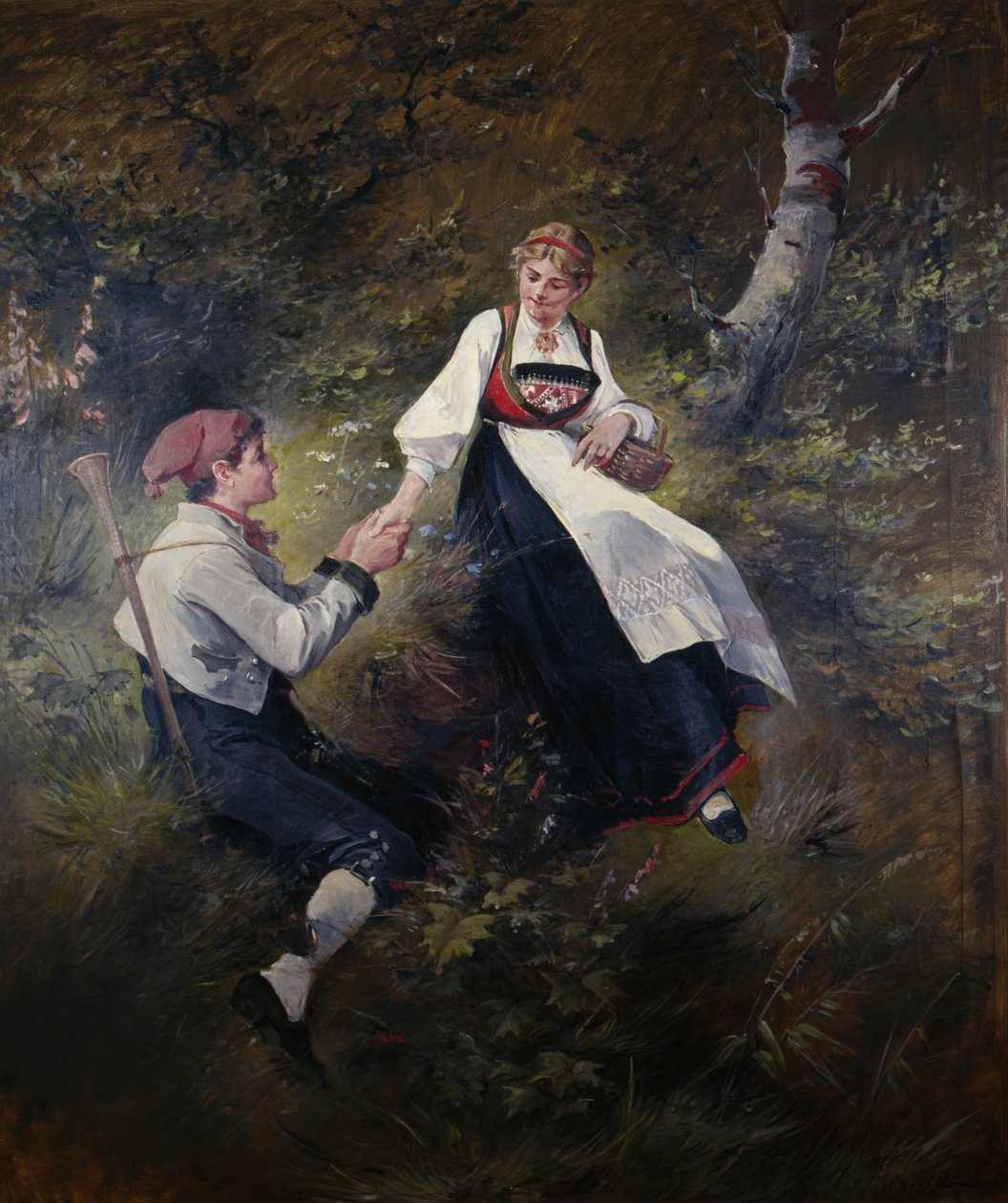 Young Love (olie på lærred) af Nils Bergslien