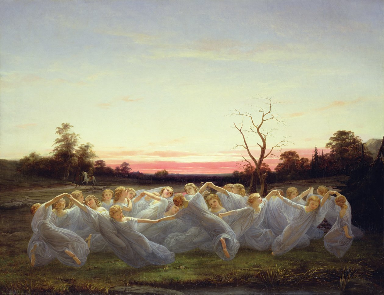 Fairies of the Meadow, 1850 olie på lærred af Nils Blommer