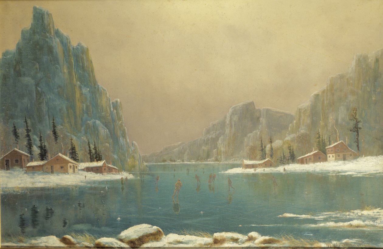 Skatere på en sø, 1800-tallet af Nils Hans Christiansen