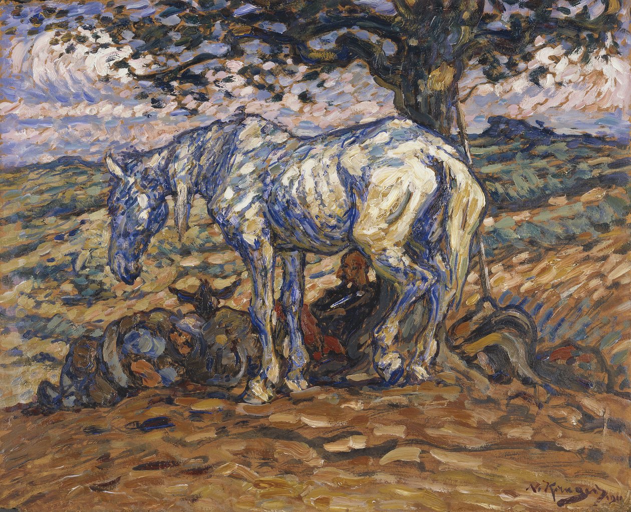 Don Quixotes hest Rocinante, 1911 (olie på pap) af Nils Kreuger
