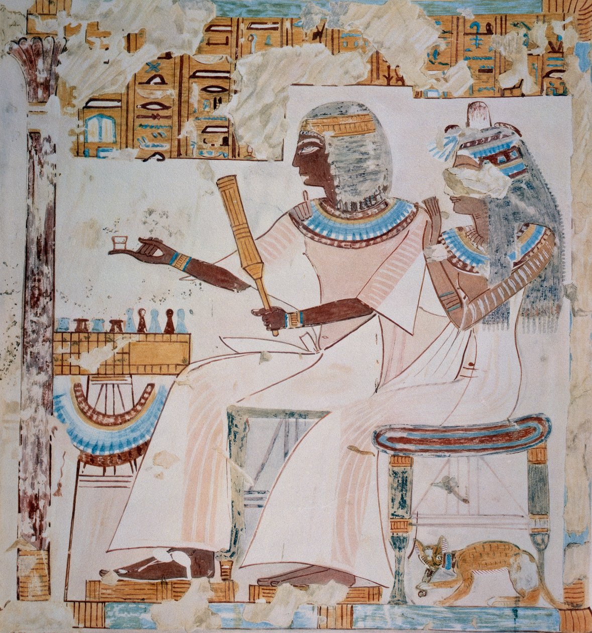 Neferrompet og hans kone spiller skak, kopi af fresko fra Neferrompets grav, Theben, dateret tilbage til Ramses II