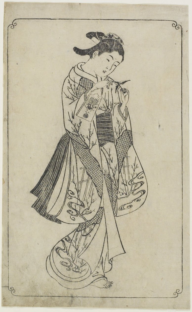 (Kurtisane med en kampfløjte), 1739 af Nishikawa Sukenobu