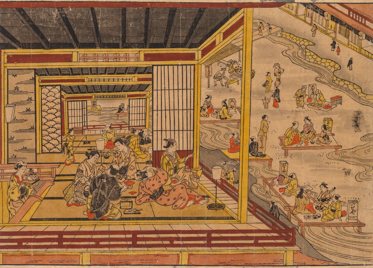 Tehus ved siden af Kamo-floden i Kyoto af Nishimura Shigenaga